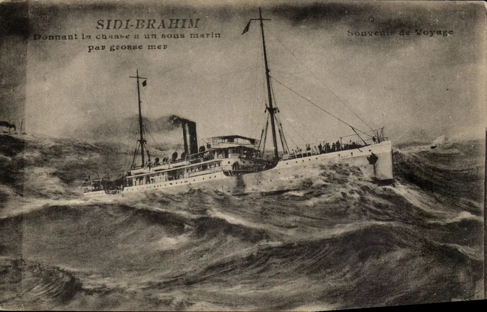 Sidi-Brahim — Jagd auf einen U-Boot in stürmischen Gewässern — Souvenir de Voyage - Vorderseite