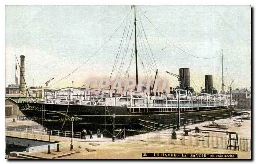 Le Havre - La "Savoie" en cale sèche — editore AQUA-PHOTO L.Y. & Cie, n°38 - Recto