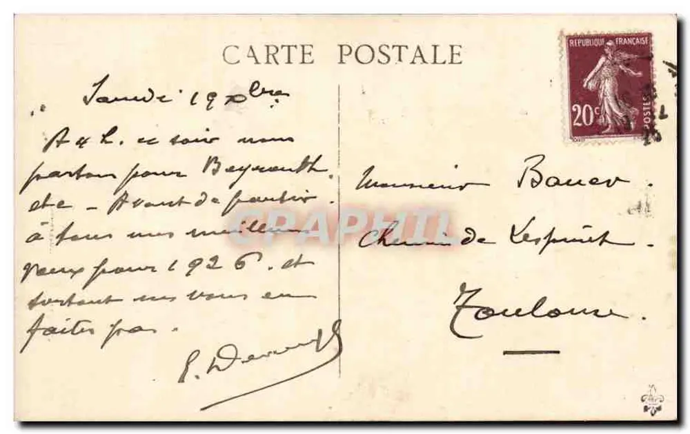S.S. D'ARTAGNAN — Cie des Messageries Maritimes — Karteikarte - Rückseite