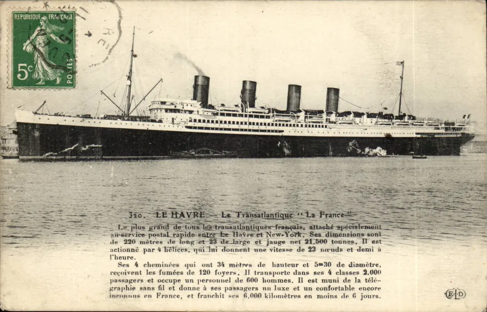 Le Havre — Der Transatlantiker "La France" — Verlag C.E.D. - Vorderseite