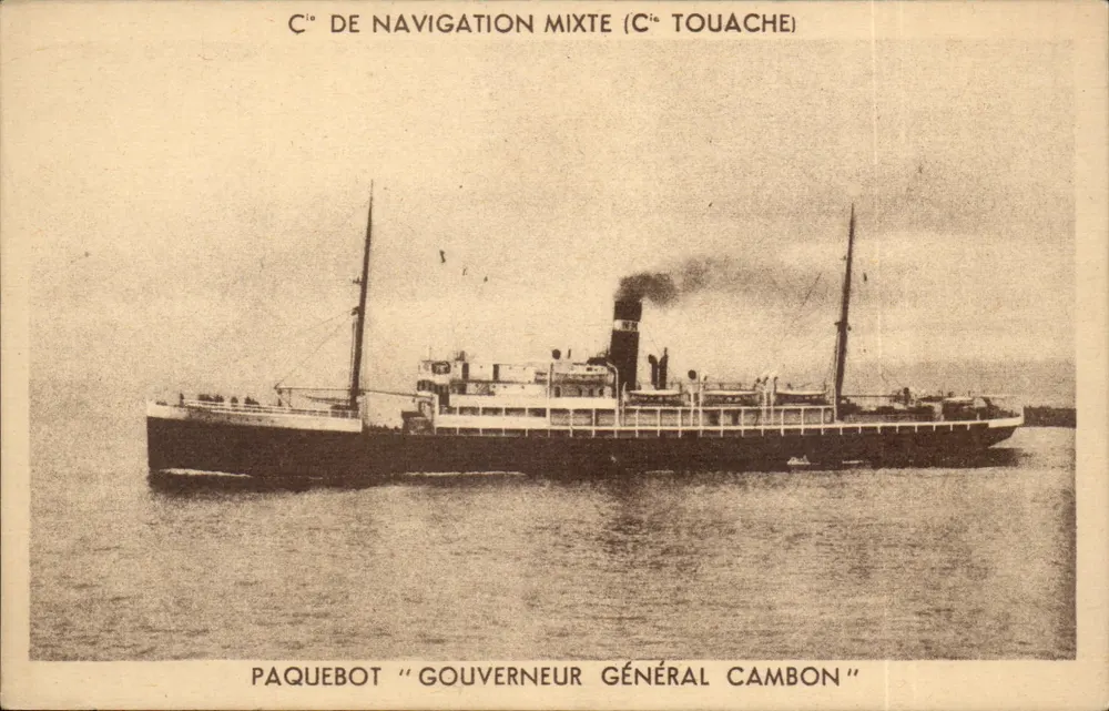 Dampfschiff "Gouverneur Général Cambon" — Cie de Navigation Mixte (Cie Touache) — Guénélia Frères, Marseille - Vorderseite