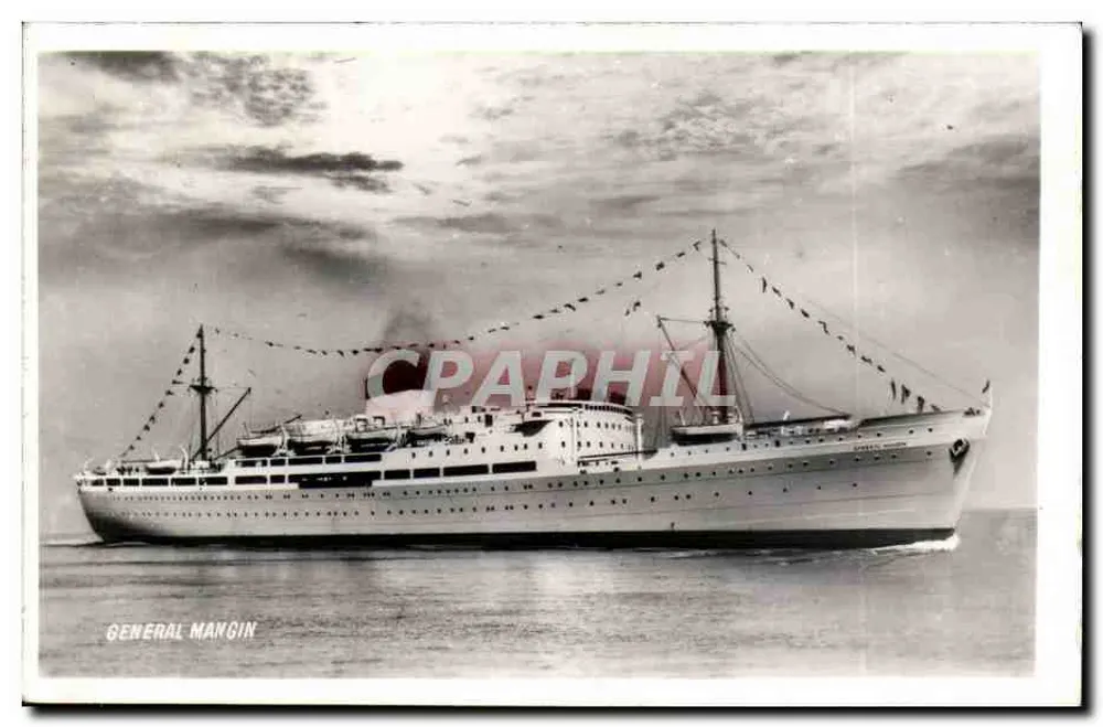 Paquebot GENERAL MANGIN — fotografia w czarno-białym — nieznany wydawca - Awers