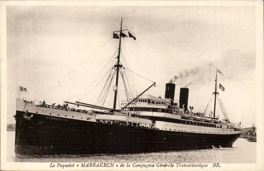 Das Dampfschiff « MARRAKECH » — Compagnie Générale Transatlantique — BR. - Vorderseite