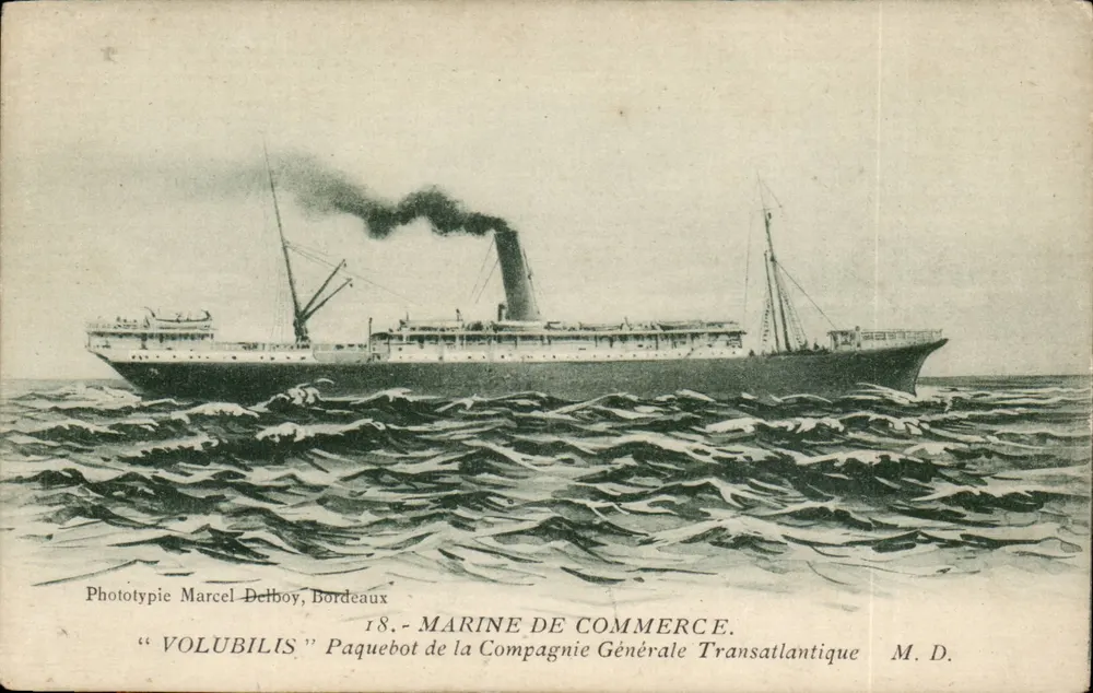 Dampfschiff "Volubilis" — Compagnie Générale Transatlantique — Phototypie Marcel Delbboy, Bordeaux - Vorderseite