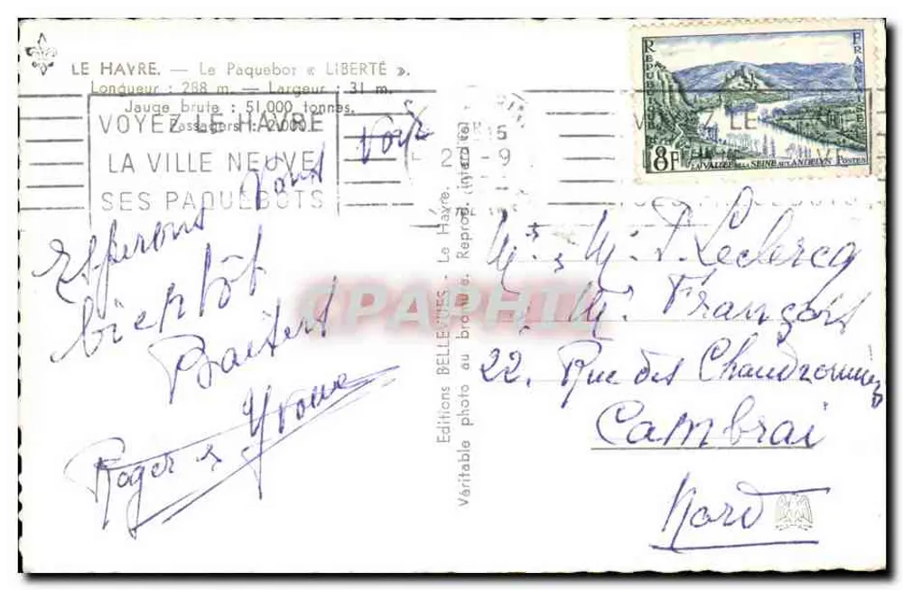 Le Havre — Navio "Liberté" — Bel - Verso