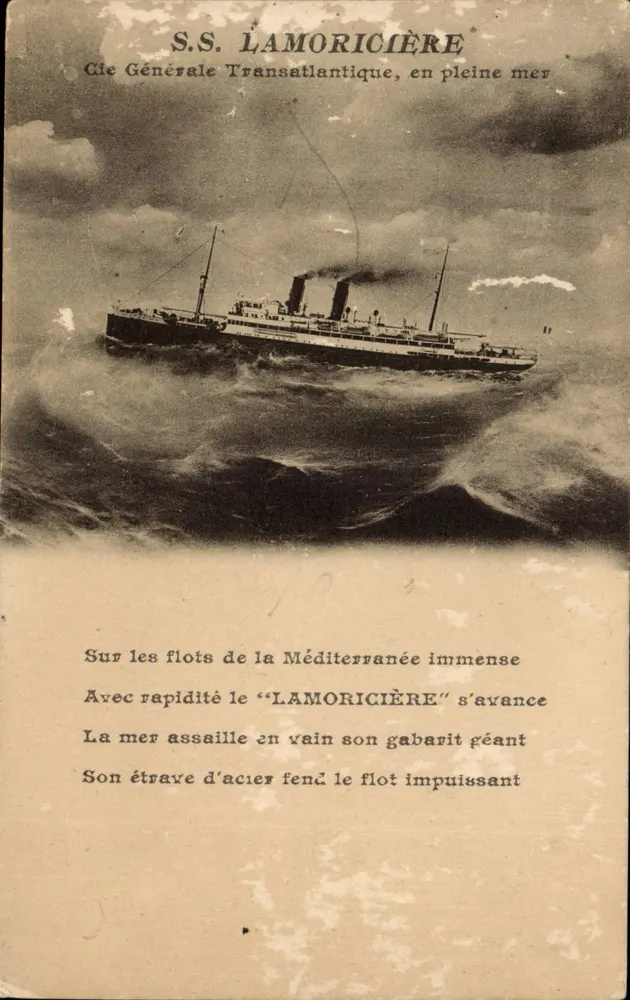 S.S. LAMORICIÈRE — Cie Générale Transatlantique, auf See - Vorderseite