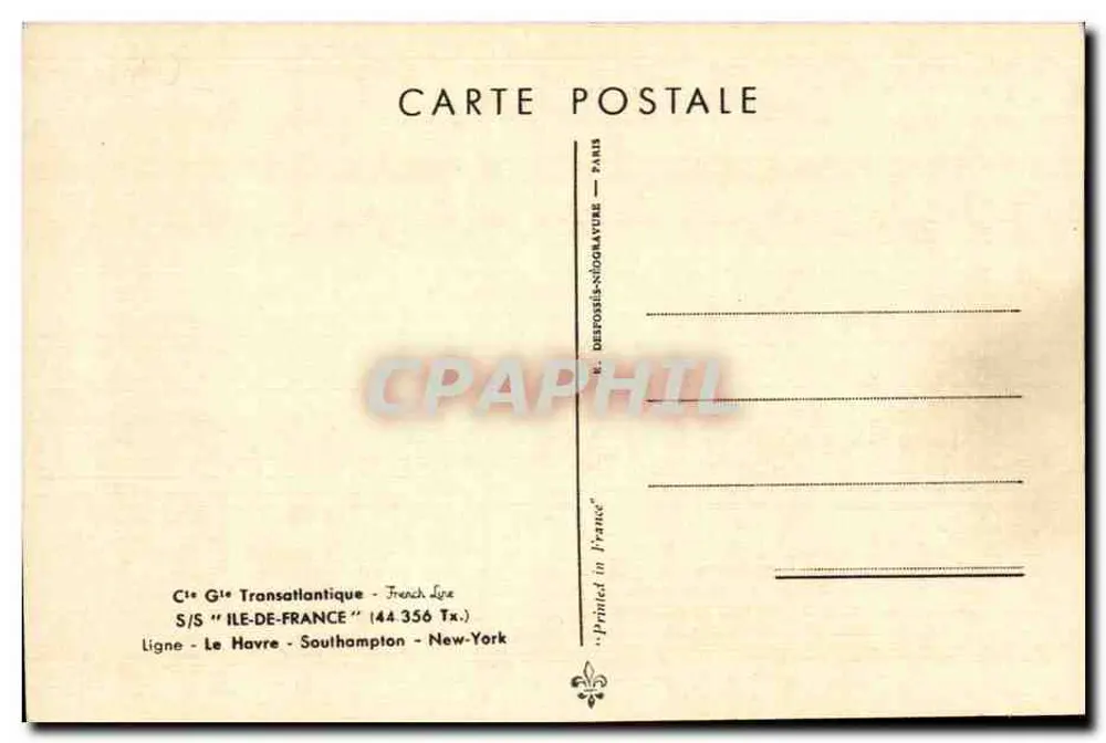 Ile de France — Côte d'Azur — Ligne Transatlantique - Rückseite