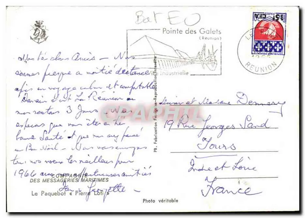 Ponta dos Galets — Reunião — Compagnie des Messageries Maritimes - Verso