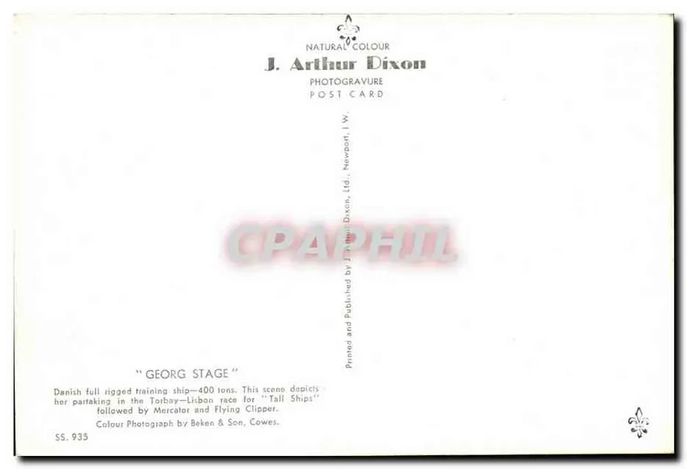 Navio a vela — "Georg Stage" — J. Arthur Dixon, SS.935 - Verso