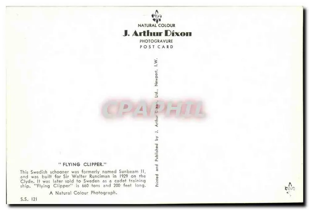 Flying Clipper — antigo Sunbeam II — J. Arthur Dixon - Verso