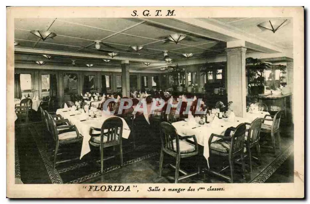 Sala de jantar das primeiras classes — "FLORIDA" — S.G.T.M. - Frente