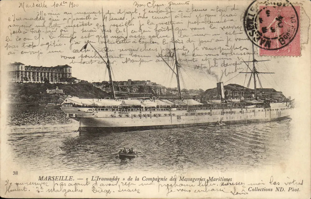 Marin an Bord des « L'Imamaddy » — Marseille, 1900 — Compagnie des Messageries Maritimes, n°38 - Vorderseite