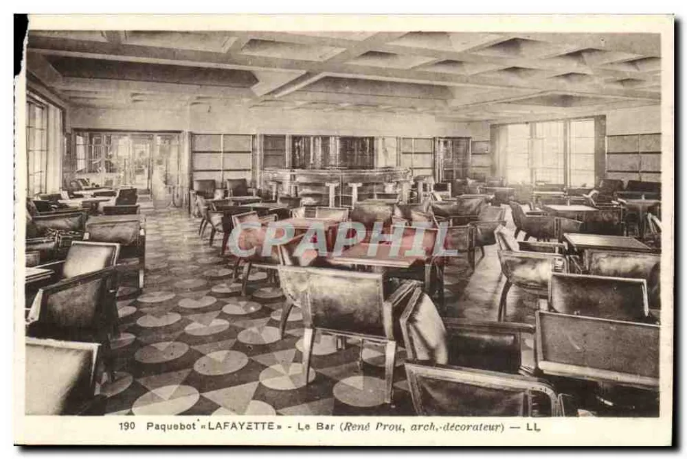 Der Bar « Lafayette » — Dampfschiff « Lafayette » — René Prou, Architekt-Designer — LL - Vorderseite