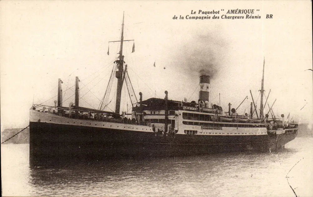Das Dampfschiff "AMÉRIQUE" — von der Compagnie des Chargeurs Réunis BR - Vorderseite
