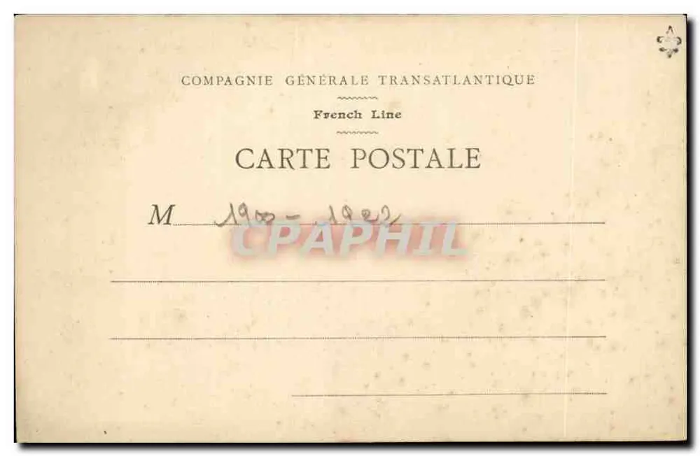 O navio de passageiros « La Lorraine » — Compagnie Générale Transatlantique — editor Jop. Bertrand, Paris - Verso