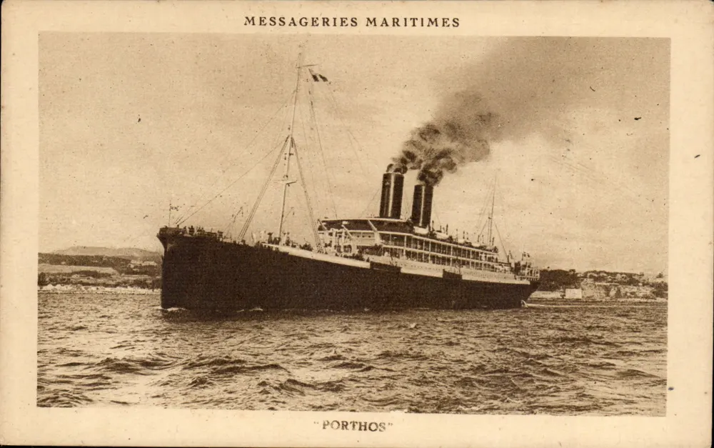 Der Dampfer "Porthos" — Messageries Maritimes — Verlag Imp. Dauvivat, Paris - Vorderseite