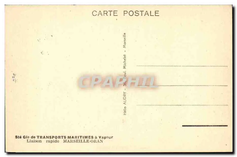 Dampfer "SIDI-BEL-ABBÈS" — S.G.T.M. — Verlag: Sté Gie de Transports Maritimes à Vapeur - Rückseite