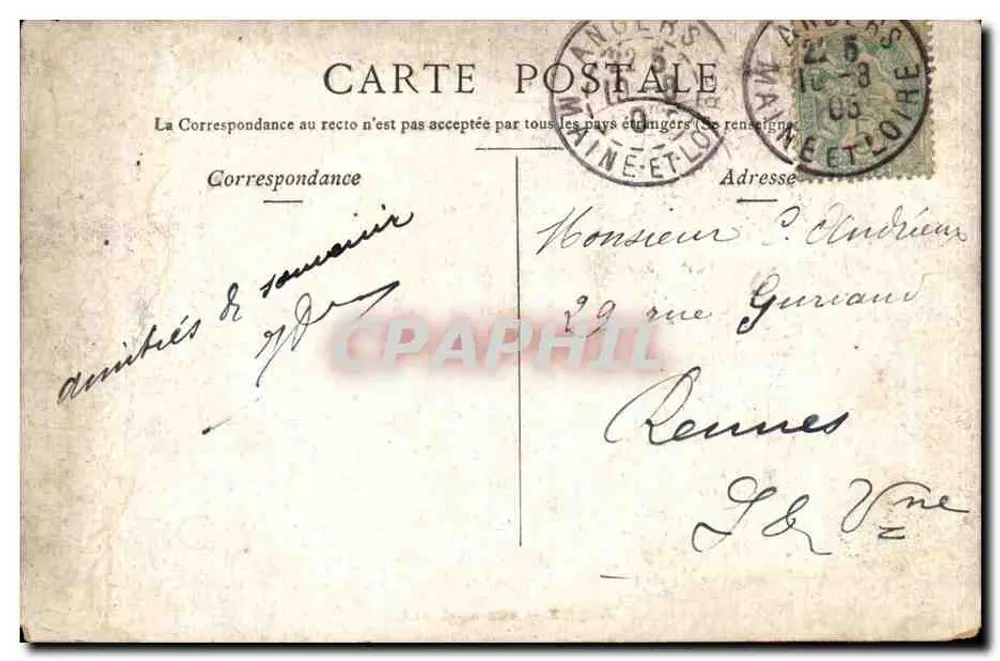 Angers — Vista Geral — Editora Spich's Paris, número de série não visível - Verso