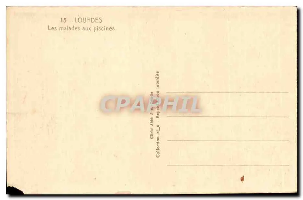 Lourdes — Doentes nas piscinas — Coleção do Padre Jean Gatinia - Verso