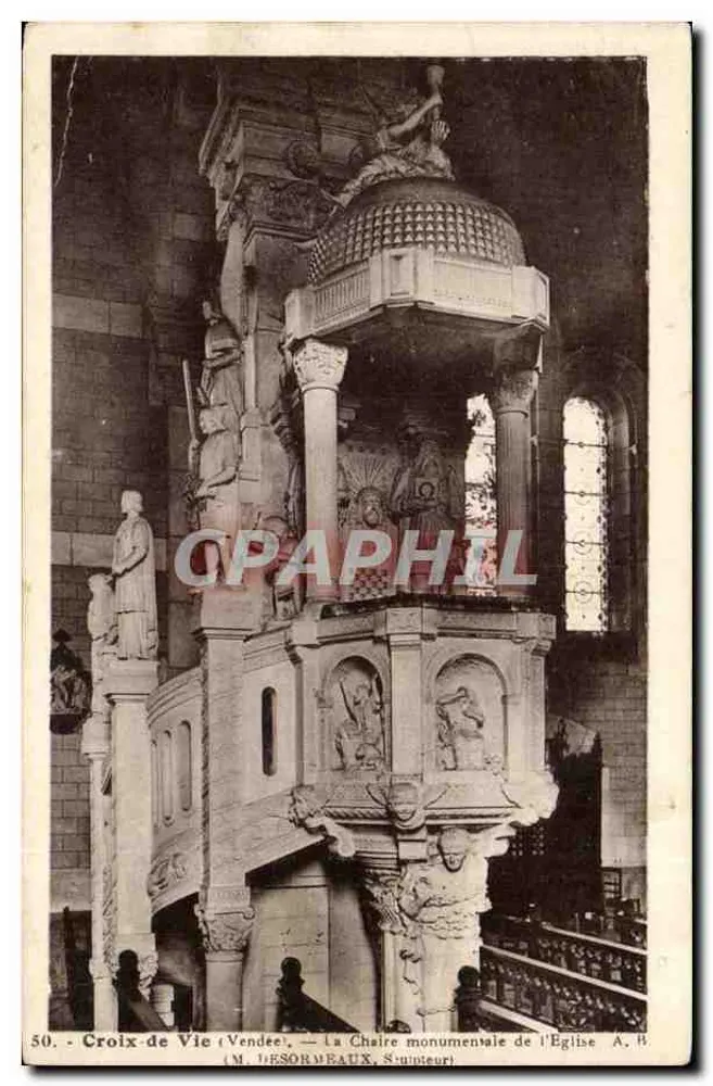 Croix-de-Vie (Vendée) — Die monumentale Kanzel der Kirche — M. LéSORBEAUX, Sainte-Énigme - Vorderseite
