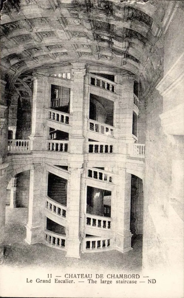 O Grande Escadário — Castelo de Chambord — Imp. R. Letellier, Paris - Frente