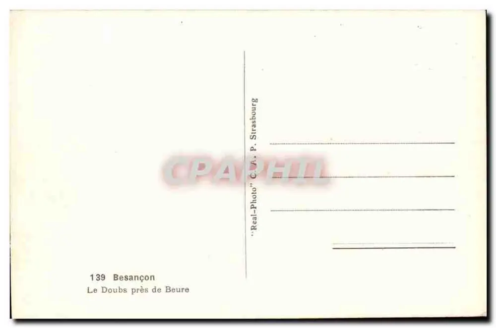 O Doubs perto de Beure — vista panorâmica — 'Real-Photo' C.A.P. Strasbourg - Verso