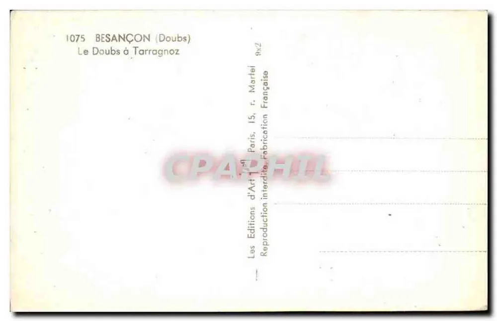 Besançon (Doubs) — O Doubs em Tarragnoz — Les Éditions d'Art, Paris - Verso