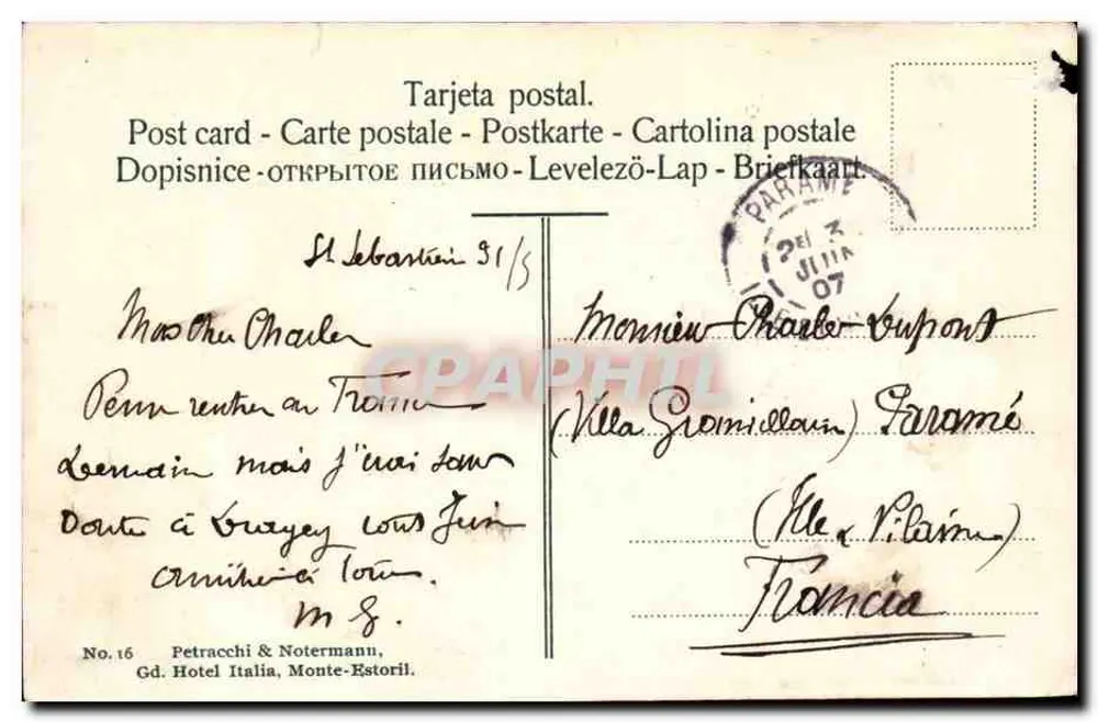 San Sebastián — El gran Casino — Petracchi & Notermann, Nummer 16 - Rückseite