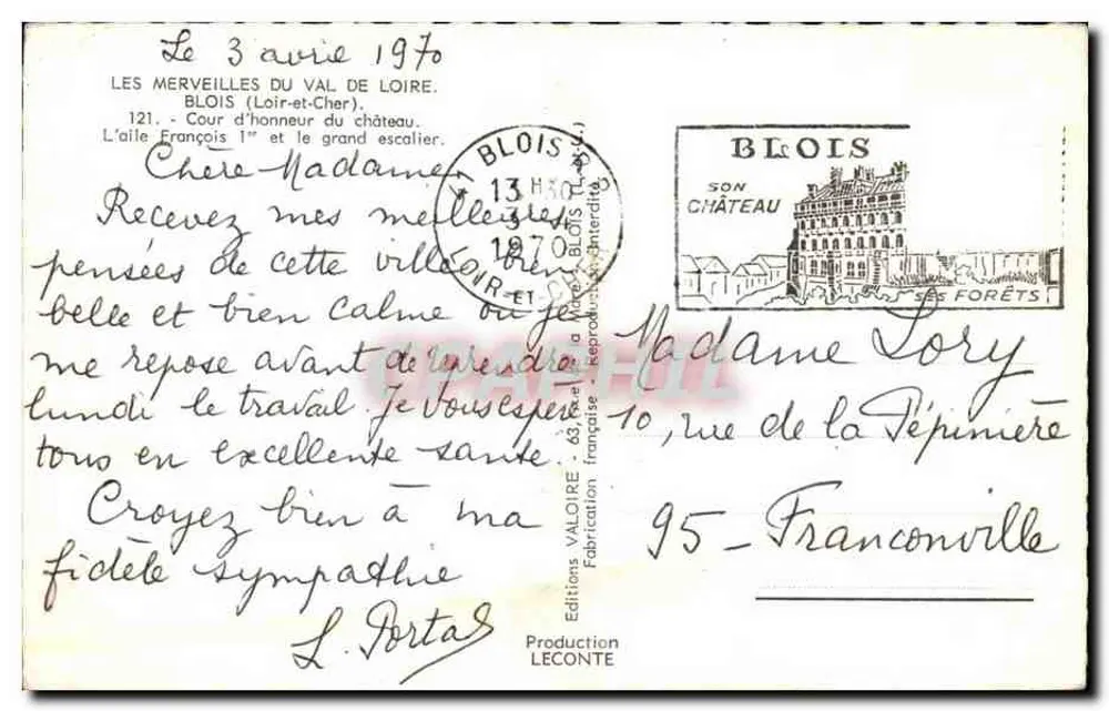 Schloss Blois — Ehrenhof und Große Treppe — Éditions Valoire - Rückseite