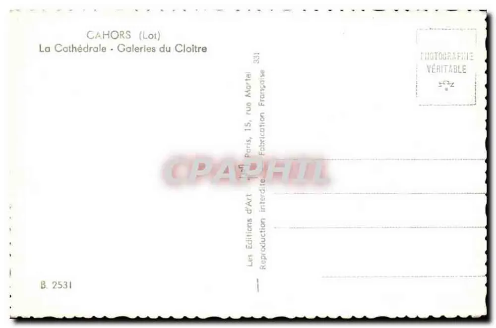 Cahors (Lot) — Katedra — Galerie krypty — Wydawnictwo Sztuki, Paryż - Rewers