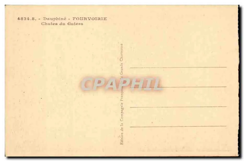 Wasserfälle von Guiers — Dauphiné — Ausgabe der französischen Gesellschaft von Grande Chartreuse - Rückseite