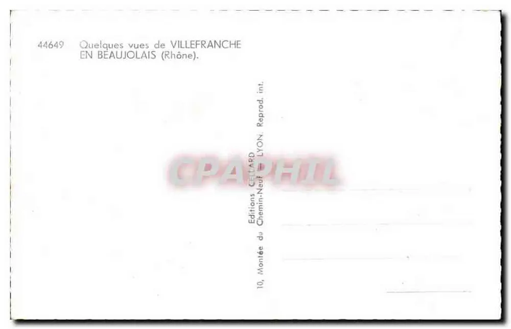 Villefranche-en-Beaujolais — Einige Ansichten des Beaujolais (Rhône) — Cellard Editions, Lyon - Rückseite