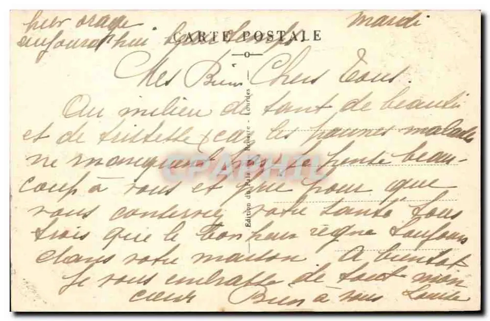Lourdes - O Gave e a Basílica — Edição de Belle et Rétaire, n° 98 - Verso
