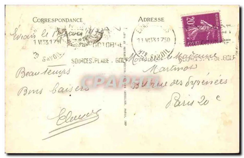 Evian-les-Bains — Die Strand und das See — L.I. — n°235 - Rückseite