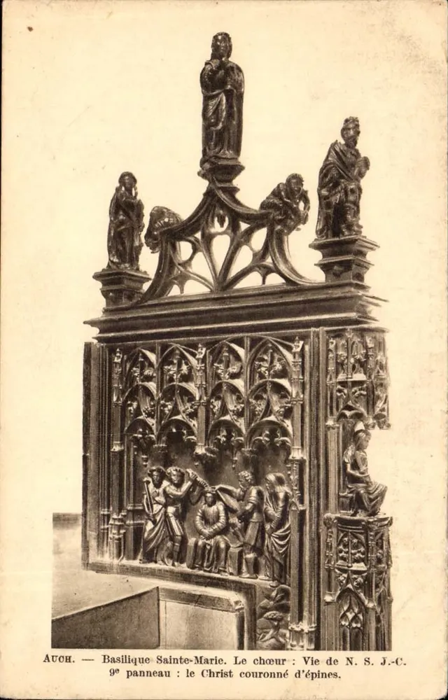 Auch — Basílica de Santa Maria. O coro: Vida de N. S. J.-C. 9º painel: o Cristo coroado de espinhos. - Frente