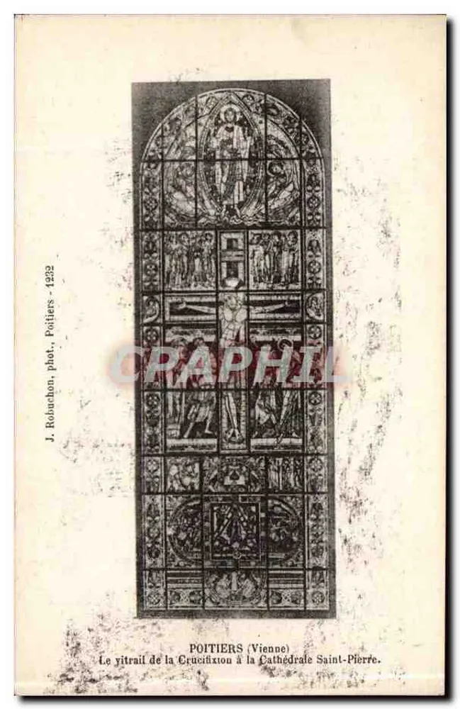 Poitiers (Vienne) — Glasfenster der Kreuzigung in der Kathedrale Saint-Pierre — J. Robachon, phot. Poitiers - 4232 - Vorderseite