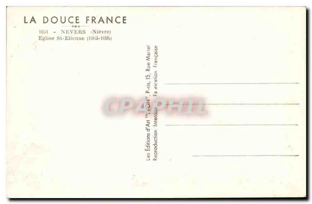 Igreja de São Etienne — Nevers (Nièvre) — Éditions d'Art 'La Douce France' - Verso