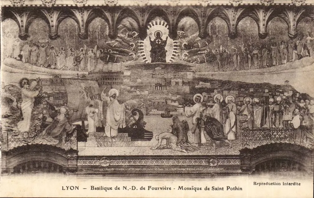 LYON - Basilika N.-D. de Fourvière - Mosaik des Heiligen Pothin - Vorderseite