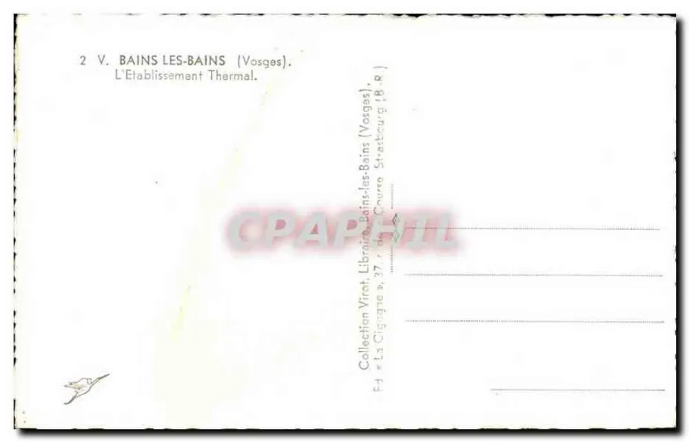 Bains-les-Bains — Het Thermeer — Collectie Viroth - Achterkant