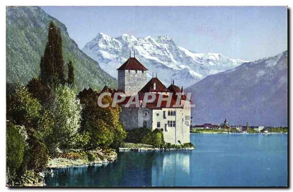 Castelo de Chillon e Dentes do Meio-Dia — Édition Jaeger, Genebra, n° 235 - Frente