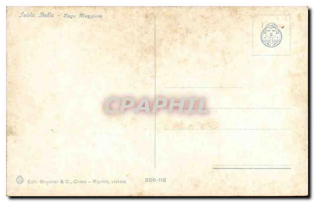 Isola Bella - Lago Maggiore — Edit. Brynner & C., Como — n° 208-116 - Back