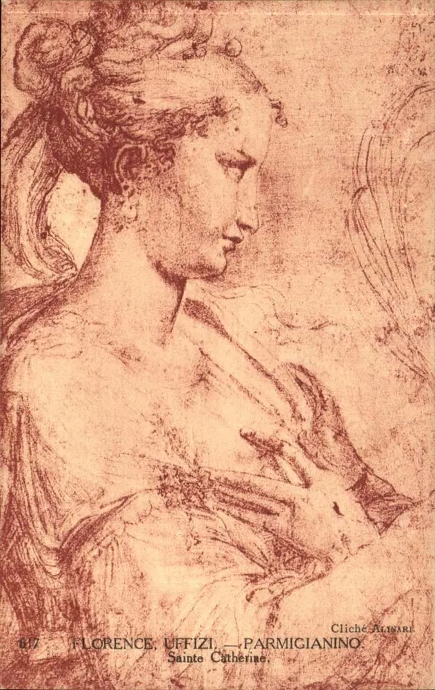 Heilige Katharina — Florenz, Uffizi — Parmigianino — Alinari Cliché, Nr. 617 - Vorderseite