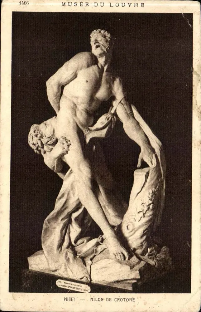 Milon van Kroton — Beeldhouwwerk van Puget — Louvre Museum - Voorkant