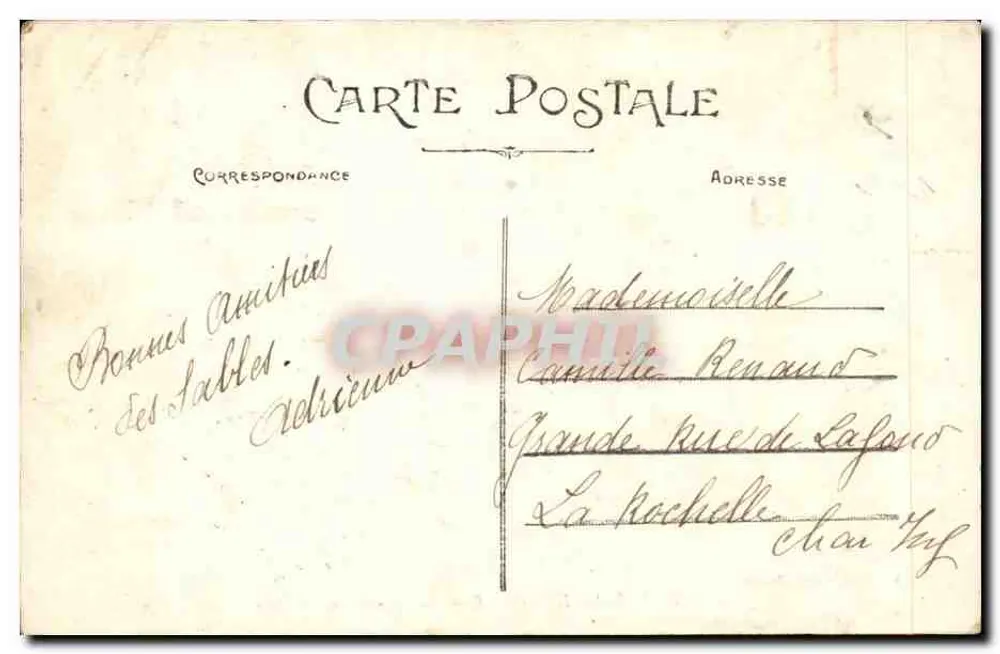 LES SABLES-D'OLONNE — Vista geral da Praia — Artaud et Nozais, Nantes, n°94 - Verso