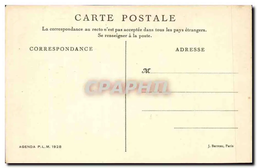 Valence — Trapdeur van de trap uit de Renaissance — Agenda P.L.M. 1928 - Achterkant