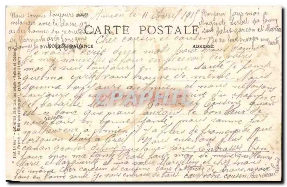 Amiens — Catedral — Lado das Stalles — Objecif Goerz — n°174 - Verso