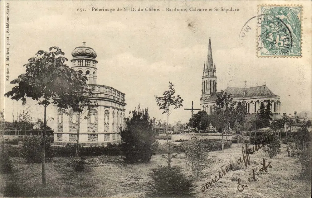 Pilgerung der N.-D. du Chêne — Basilika, Calvarienberg und St. Sepulkrum — Sable-sur-Sarthe, Ausgabe J. Mallecot, Nr. 652 - Vorderseite