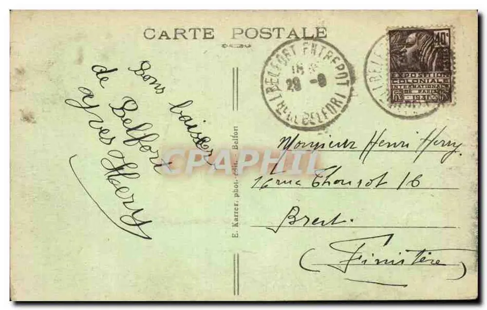Belfort - Le Lion — Pomnik Obronców Belfortu — Wystawa Kolonialna 1904 - Rewers