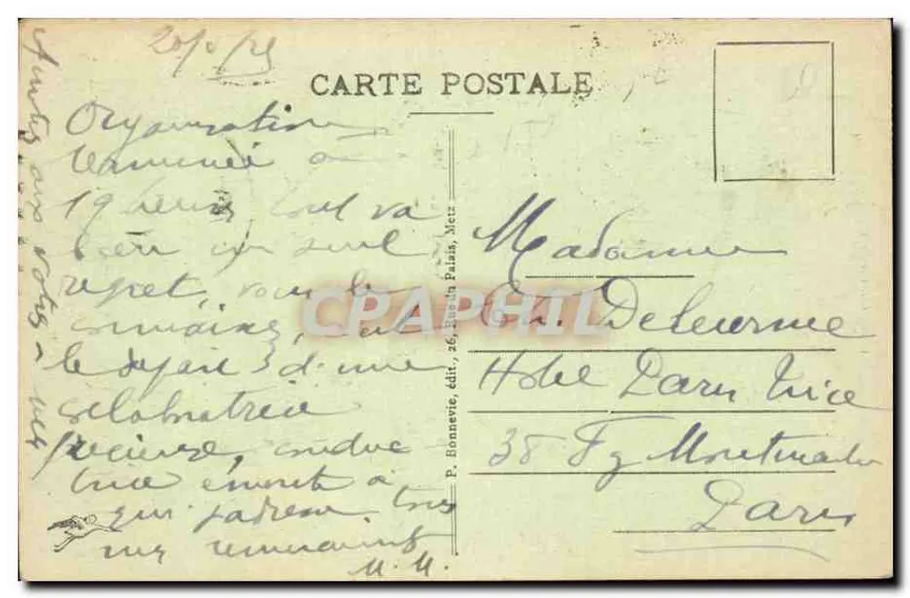 Metz — Ansicht vom Jardin Boufflers — Cliché Ch. Bergeret, Nr. 54 - Rückseite