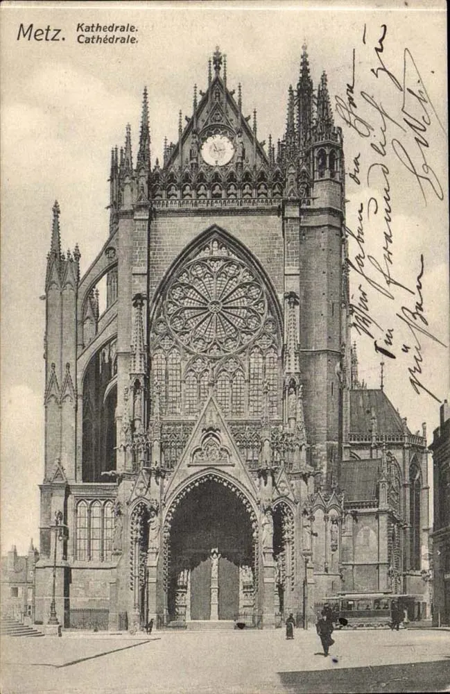 Metz. Catedral — vista da fachada gótica — Ch. Bernhöft, Luxemburgo, No. 14 - Frente